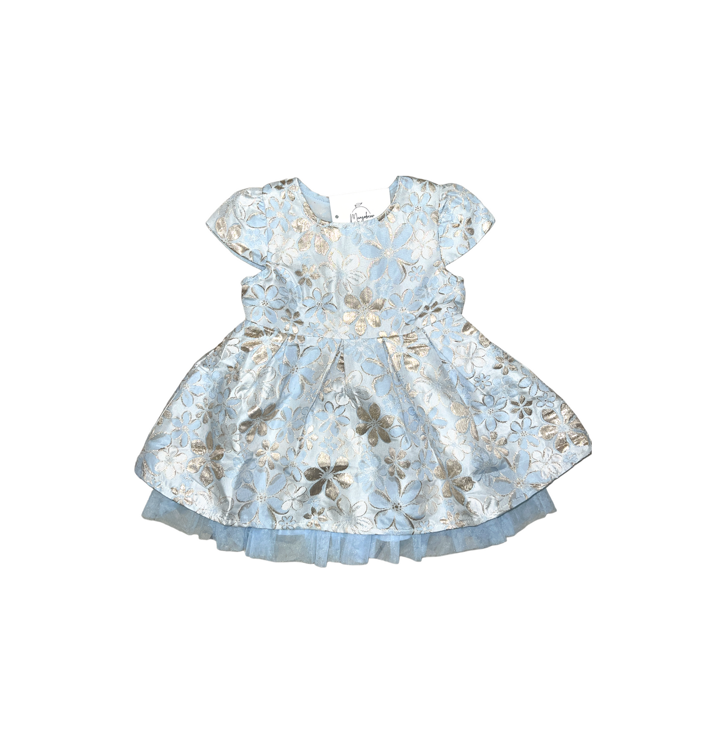 FLORAL BROCADE DRESS / BLUE