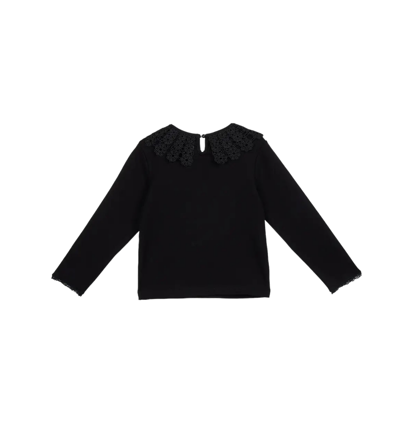 FLORAL LACE COLLAR TOP / BLACK