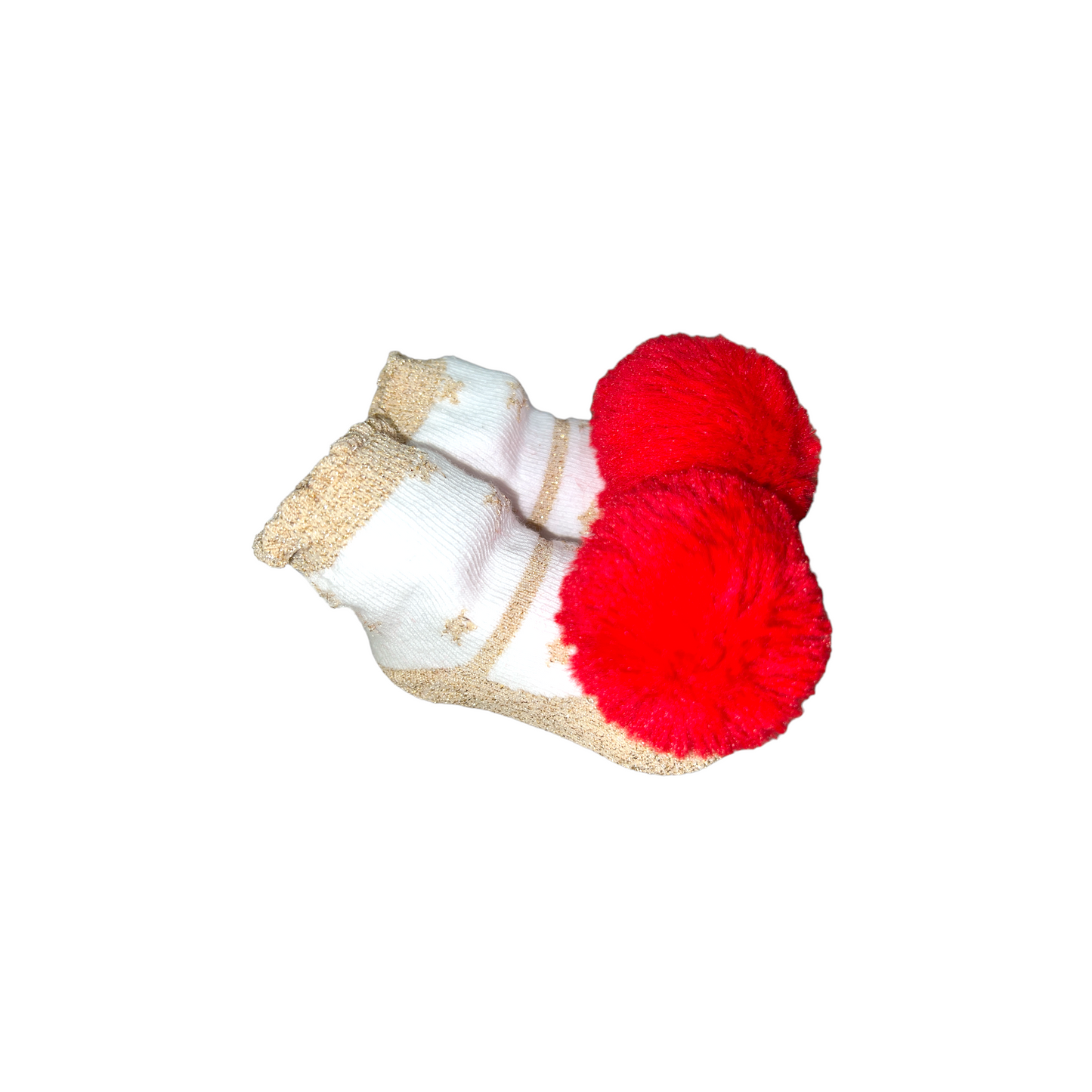 POM POM RATTLE TOES SOCKS / RED