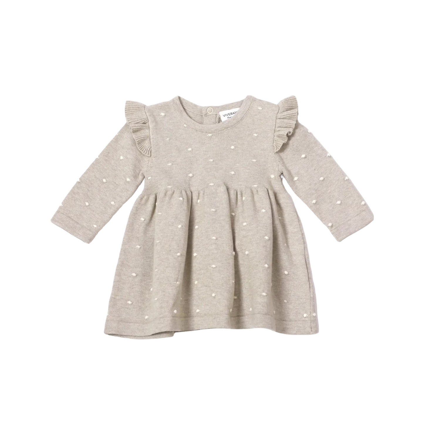 RUFFLE BOBBLE SWEATER KNIT BBY DRESS / OATMEAL HEATHER
