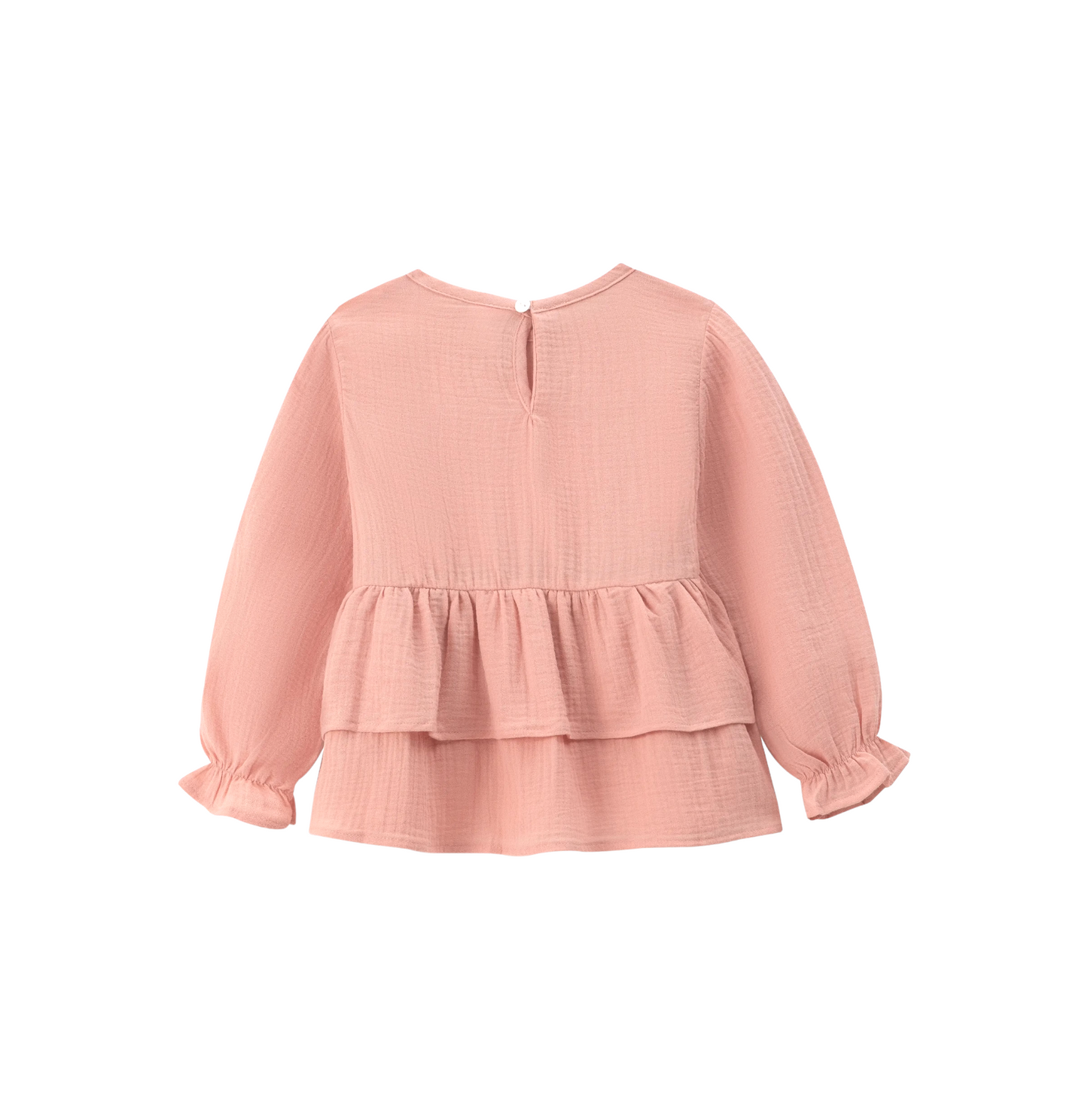 RUFFLE LS BLOUSE / SALMON