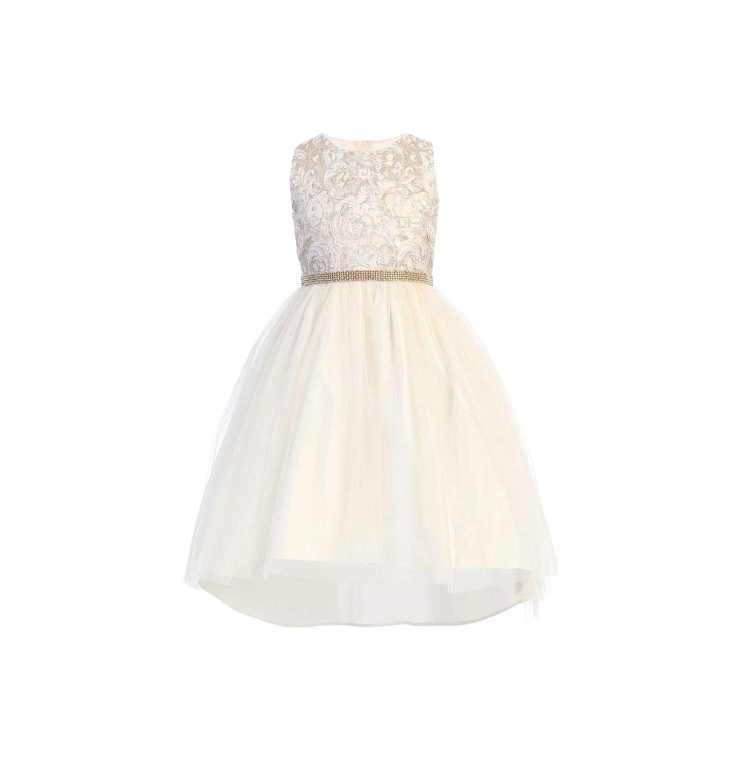 LUXE JACQUARD HI-LOW WITH SATIN & TULLE / IVORY