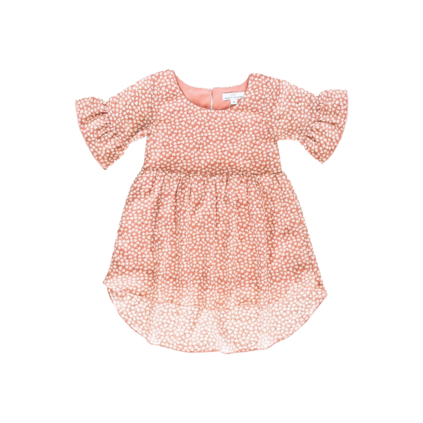 SPENCER RUFFLE SLEEVE DRESS /  PEACH HEART