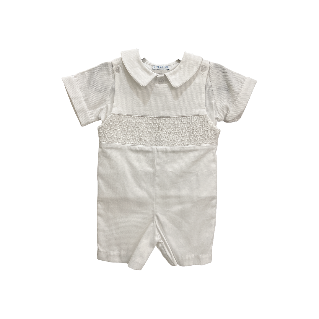 GEOMETRIC SMOCKED / WHITE