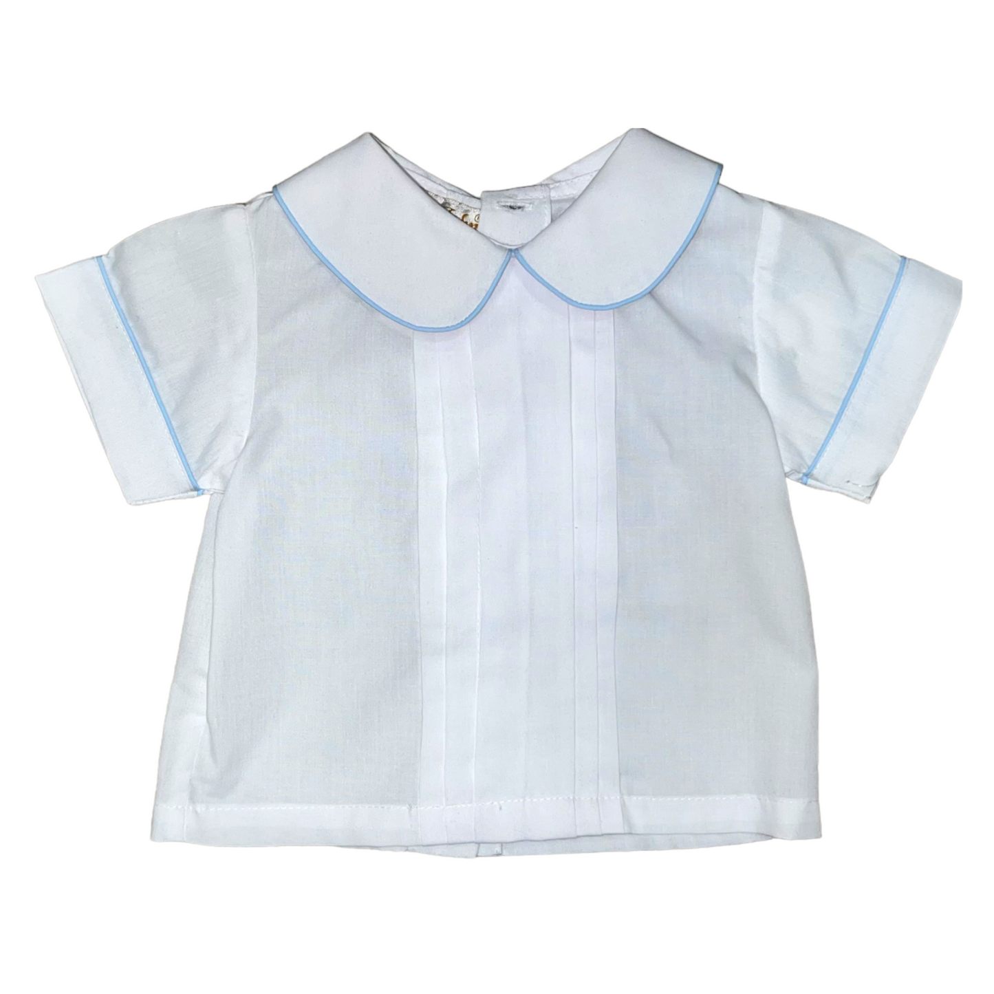 2 PC SHORTSET W/PLEATS . WHITE/BLUE