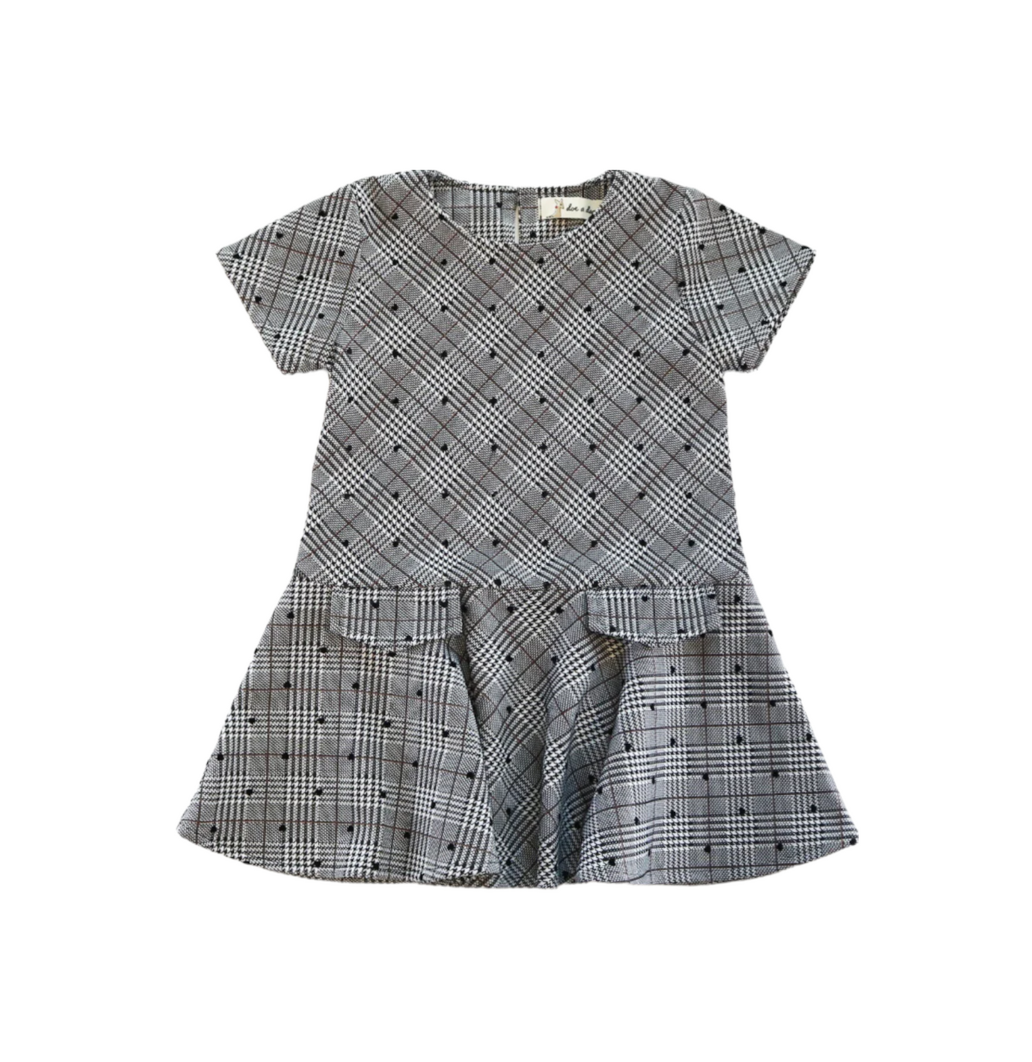 VELVET HEART PLAID DRESS / BLK:WHITE