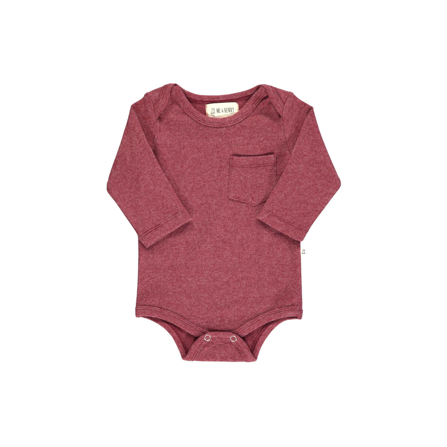 SOLID BRUSHED COTTON ONESIE / BURGUNDY