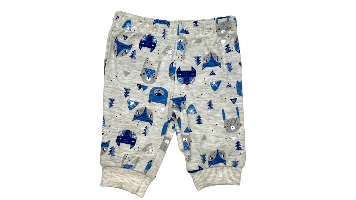 BOYS 2 PIECE PANT SHERPA SET / NAVY ANIMALS