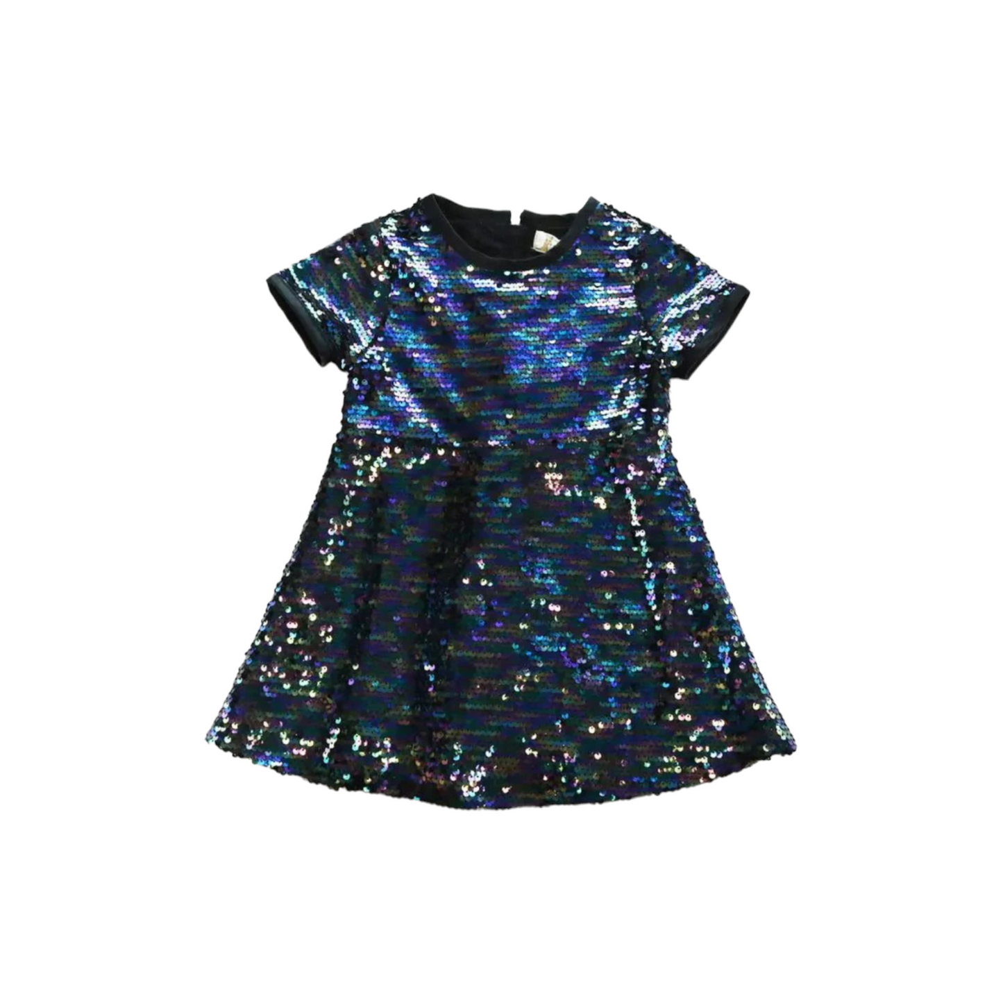 SEQUIN FIT & FLAIR SS DRESS / PEACOCK