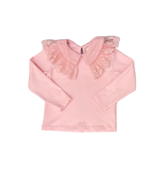 LACED COLLAR TOPS / PINK