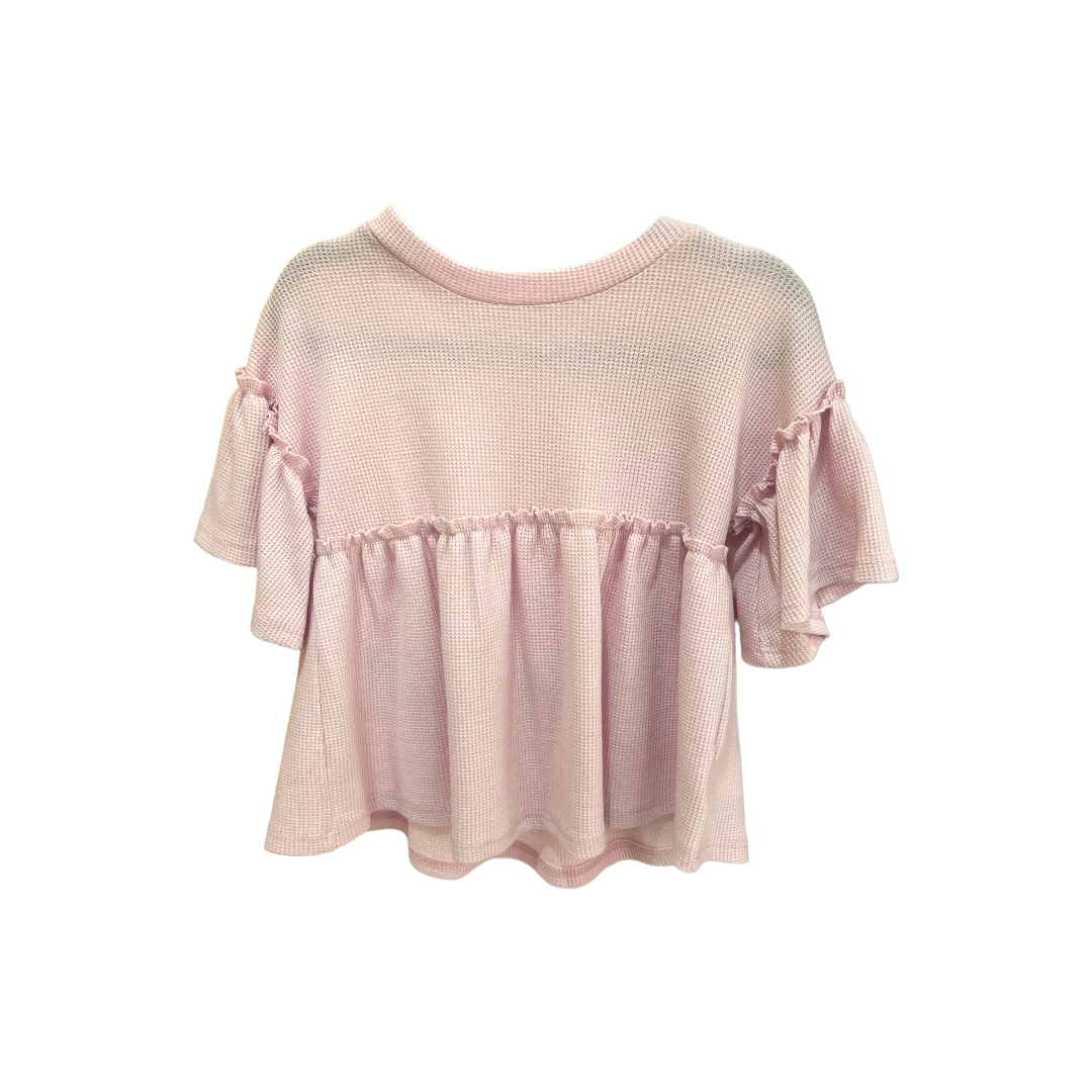 ROUND NECK BABYDOLL RUFFLED SLEEVE TOP / BLUSH