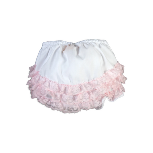 ROSALINA DIAPER COVER W BACK LACE / WHITE:PINK