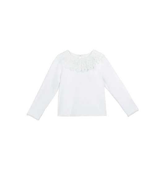 FLORAL LACE COLLAR TOP / WHITE