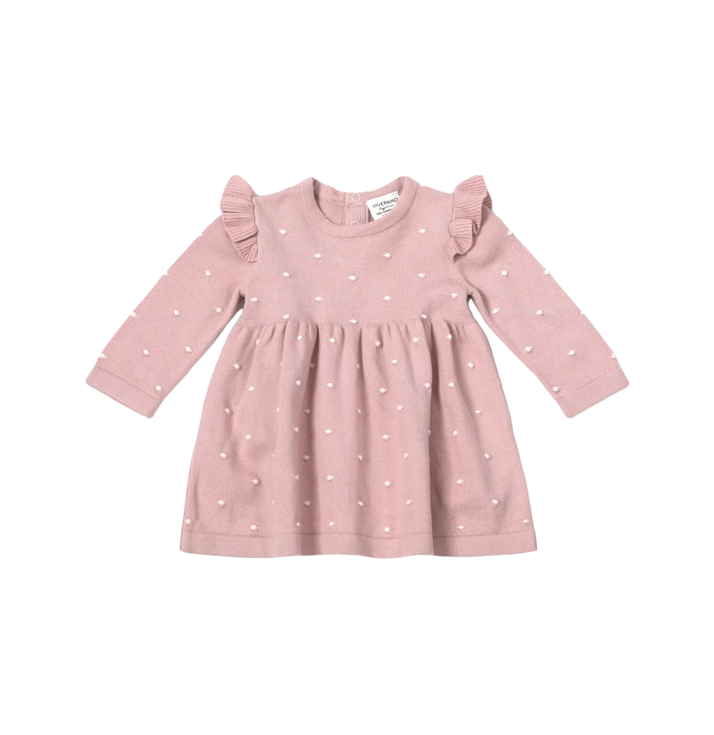 RUFFLE BOBBLE SWEATER KNIT BBY DRESS / MAUVE PINK