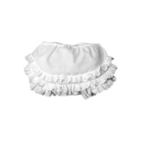 ROSALINA DIAPER COVER W RUFFLE / WHITE