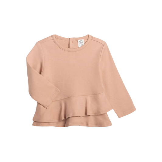 EDITH RUFFLE LONG SLEEVE TOP / BLUSH