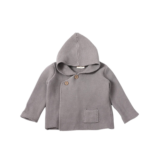 PASTEL HOODED KNIT SWEATER / GREY