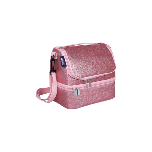 PINK GLITTER 2-COMPARTMENT LUNCH BAG