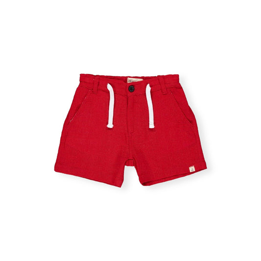 RED COTTON CREW SHORTS