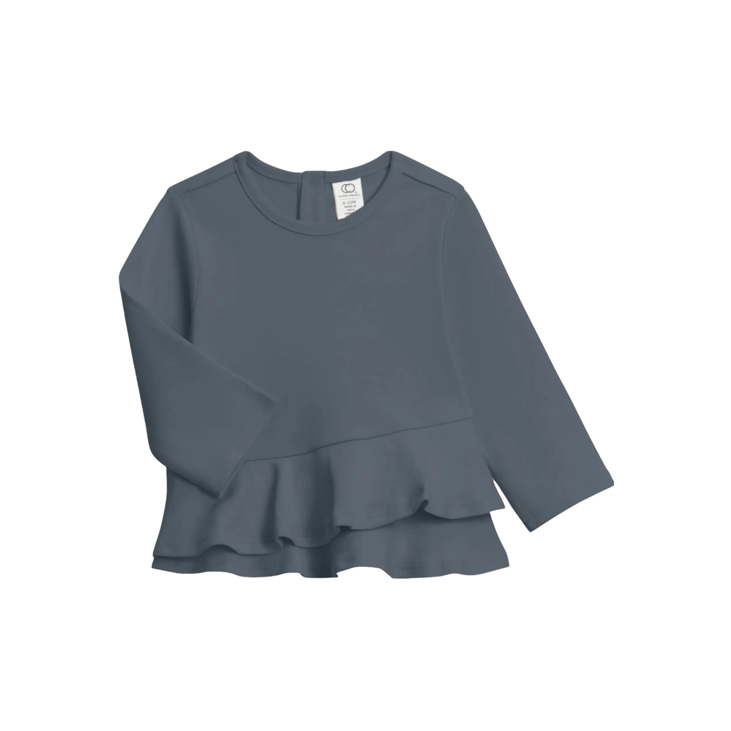 EDITH RUFFLE LONG SLEEVE TOP / HARBOR