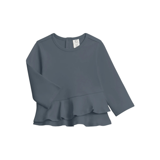 EDITH RUFFLE LONG SLEEVE TOP / HARBOR