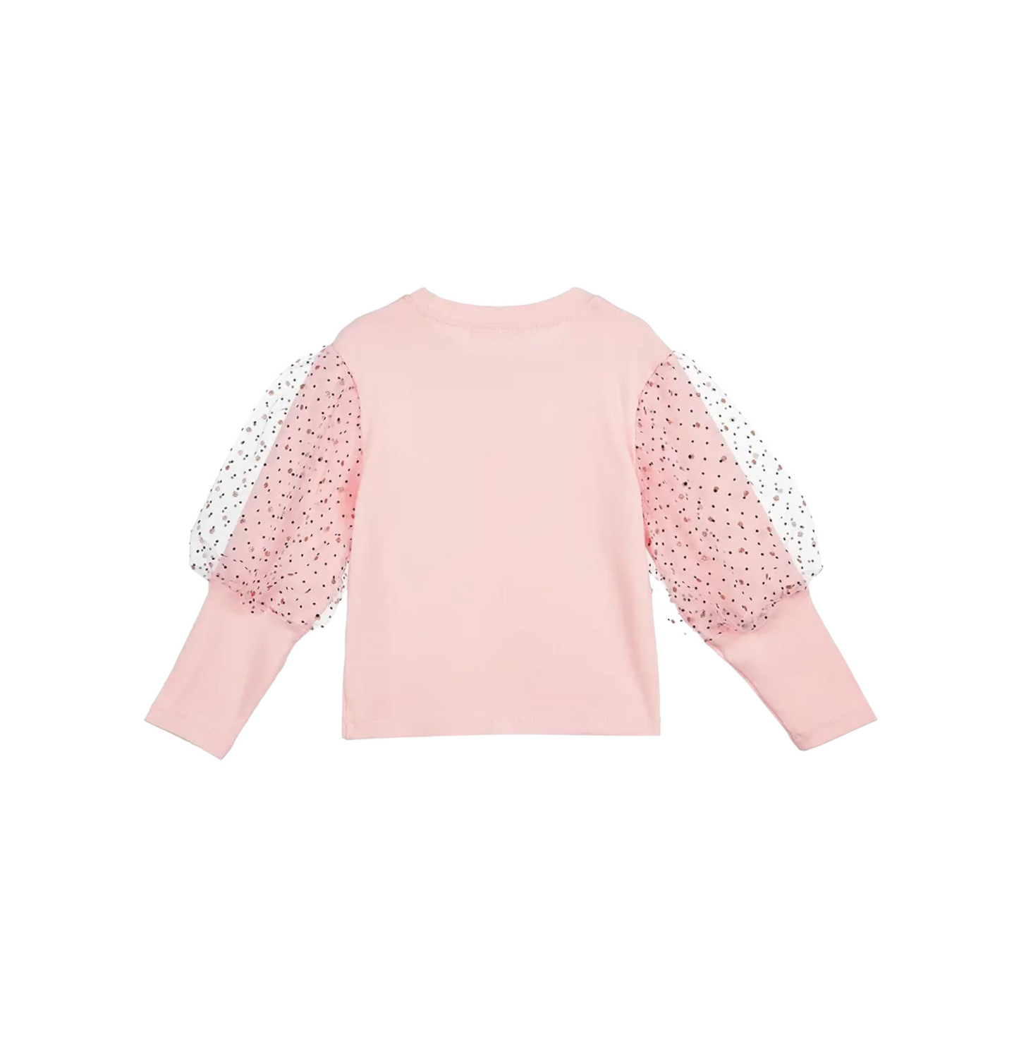 MESH DOTS SLEEVES TOP / PINK