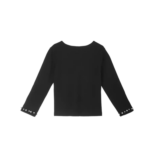 PEARL TRIM LS TOP / BLACK