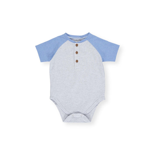 GREY/NAVY RAGLAN BLOCK ONESIE