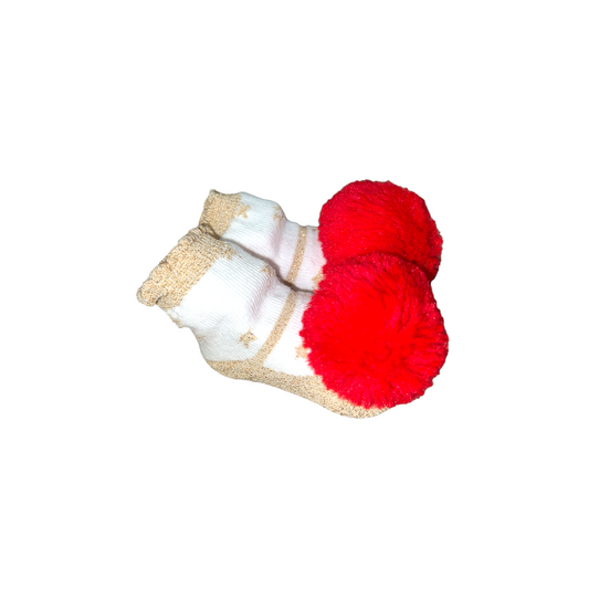 POM POM RATTLE TOES SOCKS / RED