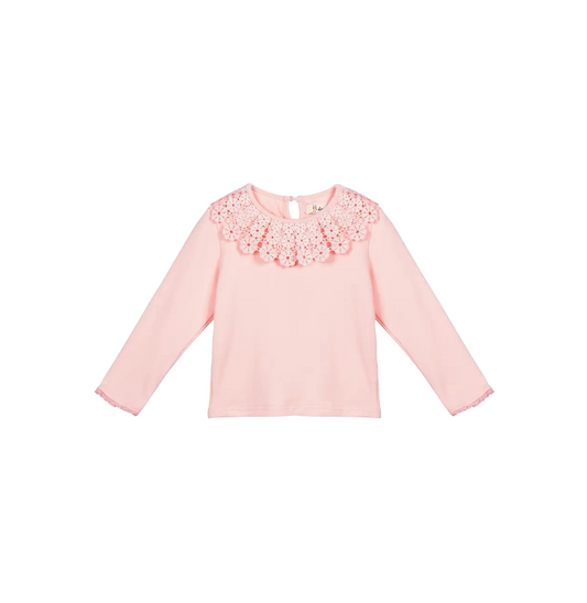 FLORAL LACE COLLAR TOP / PINK