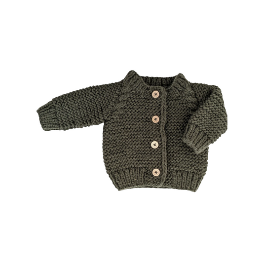 GARTER STITCH CARDIGAN UNISEX / FOREST GREEN