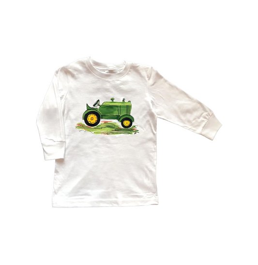 COTTON TEE SHIRT LONG SLEEVE / GREEN TRACTOR