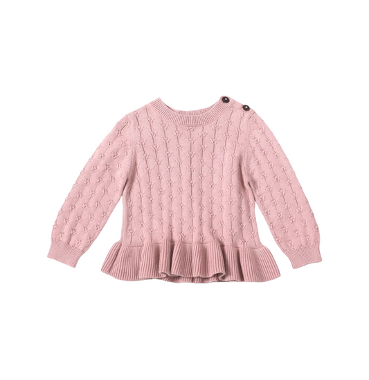 RUFFLE TUNIC SWEATER KNIT BABY DRESS TOP / MAUVE PINK