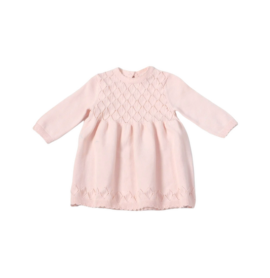 POINTELLE SWEATER LS KNIT DRESS / BLUSH