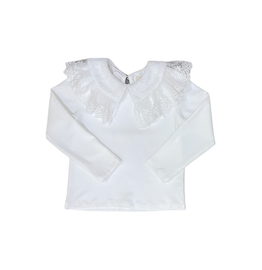 LACED COLLAR TOPS / WHITE