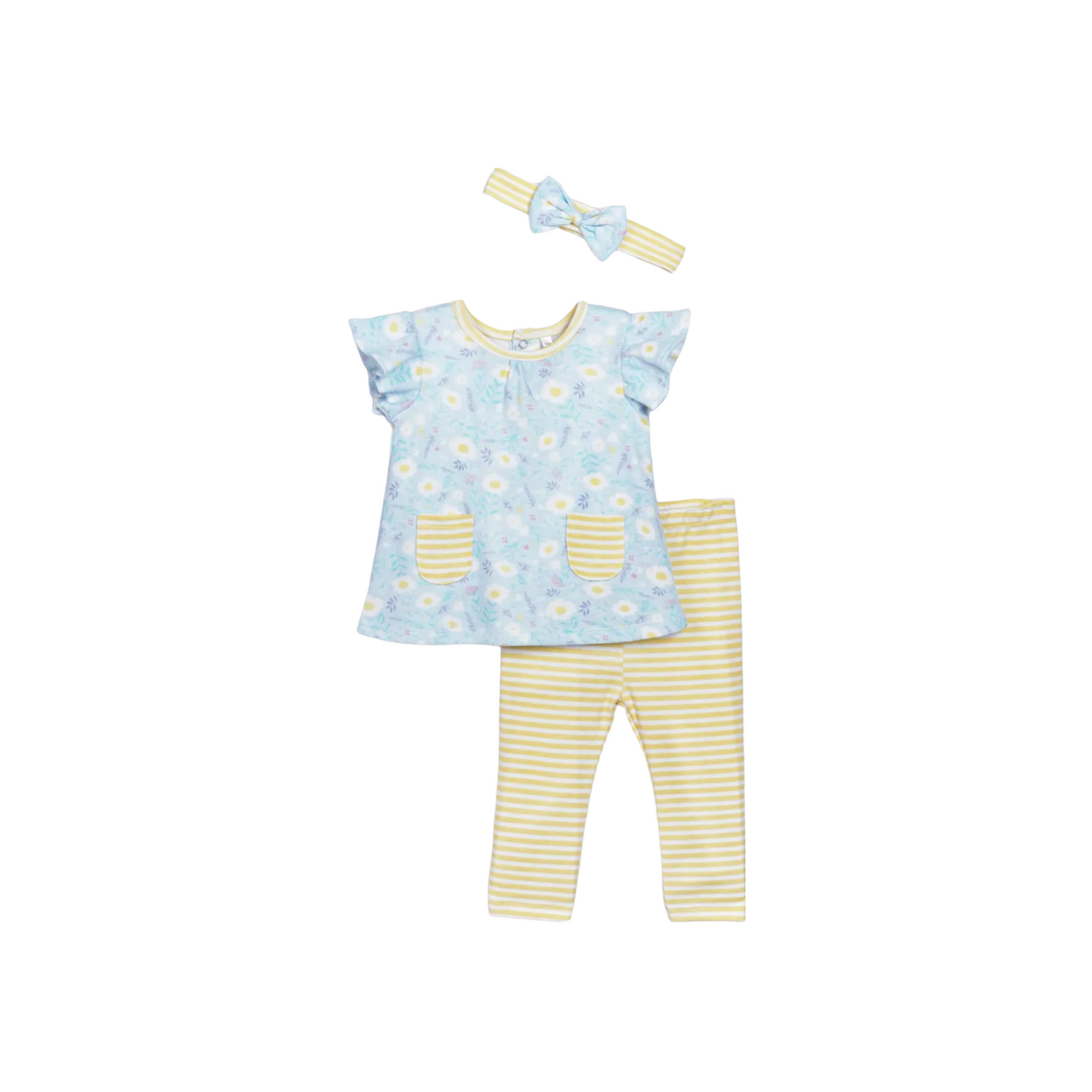 GIRLS 3 PIECE LEGGING SET / YELLOW FLORAL